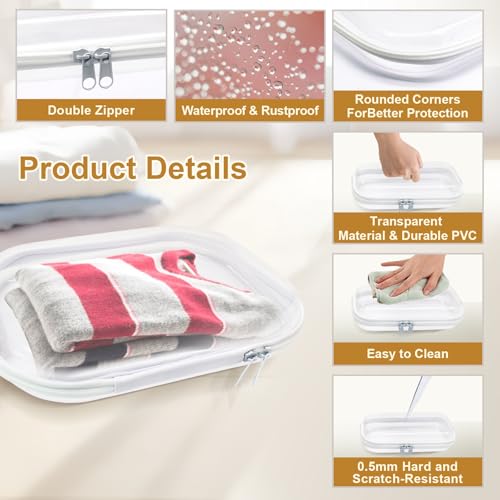 2 Pcs Clear Hard Shell Zipper Case, Portable Cosmetic Cases with Zippers, Clear Zipper Pouches Hard Shell Toy Storage for Organizing, Storage, Pencil Case(Large)4