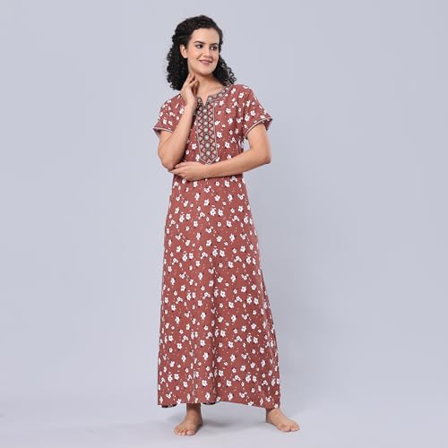 Image of Evolove Women's Viscose Liva Long Maxi Night Gown Nighty Dress with Pocket, Super Soft Comfortable (LNG-Rayon)