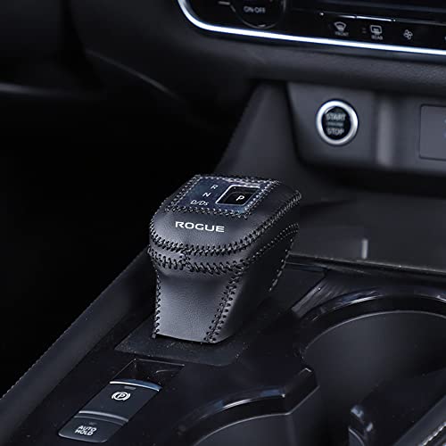XITER Automatic Gear Shift Knob Cover Leather Boots Shift Lever Protector Trim for Nissan Rogue 2021 2022 2023 2024 2025 Interior Accessories(Black Stitches)