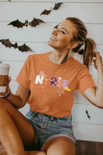 SFHFY Halloween Nurse Shirt Women in My Spooky Nurse Era T-Shirt Funny Ghost Nurse Graphic Tee Casaul Spooky Nurse Top2