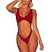 Viottis Women's Bandage Cut-out Halter One-piece Monokini Swimsuit Red S