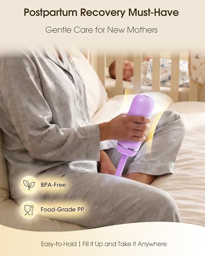 Image of Portable Bidet for Travel & Camping - Manual Squeeze Peri Bottle Handheld | 3 Leak-Proof Seals | BPA-Free | Feminine Hygiene Care Postpartum | Extendable Sprayer with Nozzle for Men&Women-Light Purple