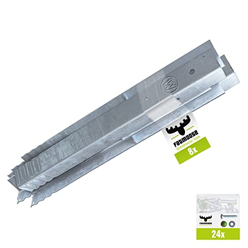 FATMOOSE SolidRoot Lot de 8 ancrages d'angle en acier galvanisé à chaud pour tours de jeu, balançoires, maisons sur pilotis Cover