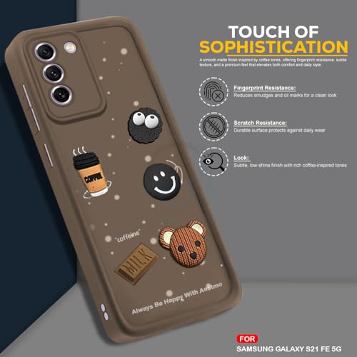 Image of AESTMO Back Case Cover for Samsung S21 FE 5G Cover | Cute Fun Cartoon 3D Ball | Coffee Silicone Case | Full Body Protection | Camera Protection Back Cover for Samsung S21 FE 5G (Brown)