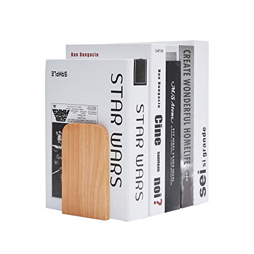 Pandapark Wood Bookends,Non-Skid Bookend For Shelves,Heavy Duty Bookends,Book Stand For Books/Cds,1 Pair #TOP4