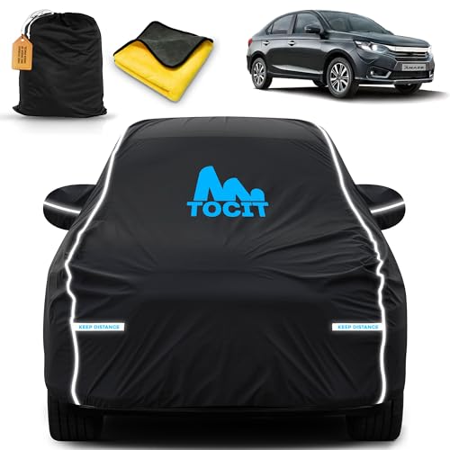 Image of Amaze Waterproof Long Life Car Cover with Safety Glow Reflective Strap, Premium Velvet Velour Fabric, Soft & Stretchable, Machine Washable, Tri-Stitch Custom Fit with Mirror Pocket
