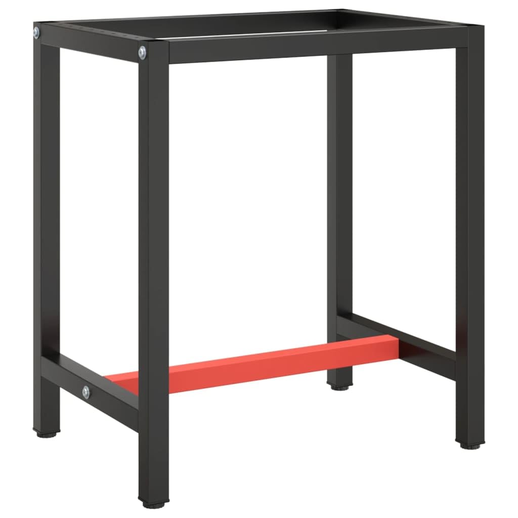 vidaXL Werkbankgestell Packtisch Arbeitstisch Tischgestell Tischfuß Werkbankfuß Werkbank Werkstatt Mattschwarz Mattrot 70x50x79cm Metall