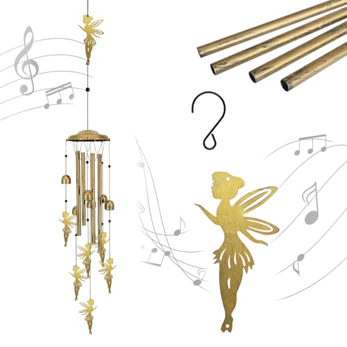 Wind Chimes for Outside Unique - Large Flower Fairy Garden Sympathy Wind Chimes Outdoor Decor, Home/Lawn/Porch/Patio/Yard Decorations, Memorial Festival Gifts for Mom/Mothers/Grandma