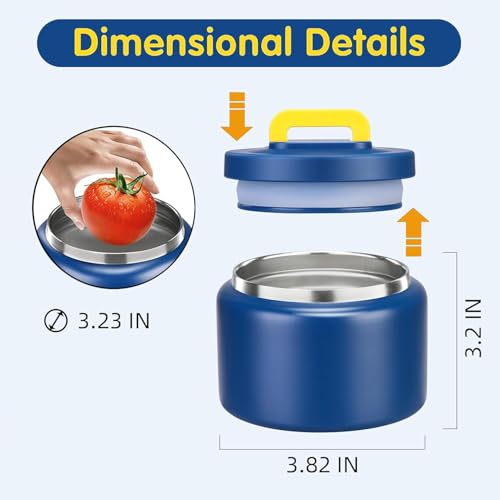 Image of JXXM 8 Oz Thermo Food Jar for Hot & Cold Food for Kids, Insulated Lunch Containers Hot Food Jar,Leak-Proof Vacuum Stainless Steel Wide Mouth Lunch Soup Thermo for School (BLUE-Pure)
