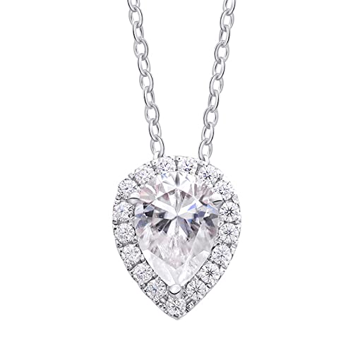 [NWHKQSHSZ] Necklace for Girls, Women 14K/18K White Necklace Teardrop 1ct Moissanite Pendant 18 Inch