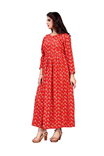 Image of H.E HAMZA ENTERPRISER Printed Crepe Material Brown Western Dress For Women