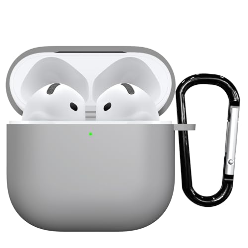 Image of Sounce Airpods 4th Generation Case Cover 2024, Soft Silicone Skin Cover Shock-Absorbing Full Protective Case with Keychain for New Apple Airpods 4 Case [Front LED Visible] (Grey)