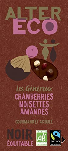 ALTER ECO - Tablette Chocolat Noir Cranberries Noisettes Amandes - Bio & Équitable - Goût Croustillant & Croquant - 150 g Cover