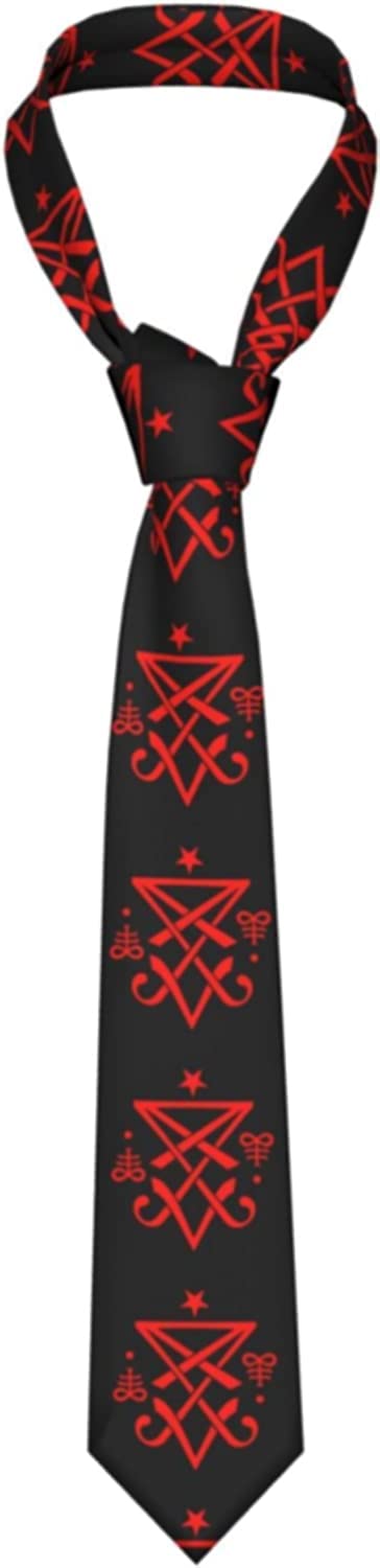 DJNGN Necktie for Men Occult Sigil of Lucifer Satanic Silk Tie Suit Tie Office Neckties