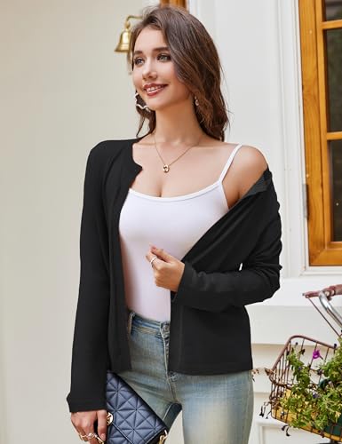 Image of OmicGot Women's Long Sleeve Shrugs Open Front Cropped Cardigan Sweater Bolero Shrugs S-XL