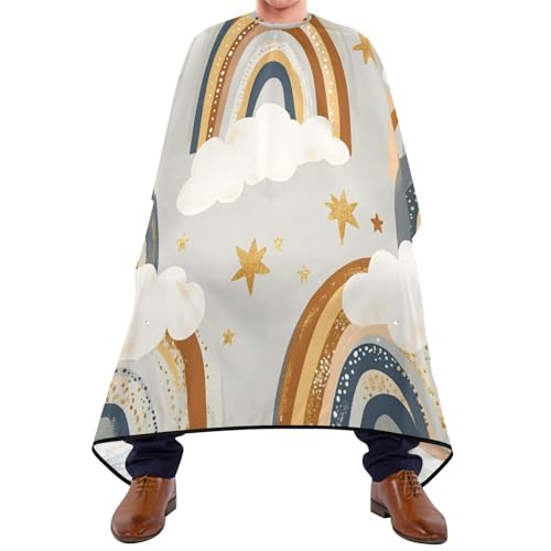 Kigai Cartoon Rainbow Hair Cutting Cape for Men & Women Waterproof Barber Cape Professional Hairdressing Salon Styling Apron with Adjustable Closure Snap