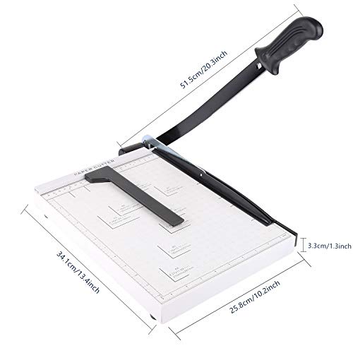 Paper Cutter Guillotine, Paper Cutter and Trimmer with Dual Paper Guide Bars, Heavy Duty Metal Base Trimmer for Home, Office, 12 Sheets Capacity, A4 Size, 12 Inch Cut Length
