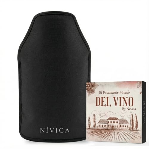 Funda Enfriadora Para Botellas, Enfriador de Botellas de Vino con Guía Digital, Nylon Impermeable y Banda Inferior Anticaída, Ajuste Universal, Con Gel Enfriador Duradero, Apta Cava y Cerveza, 23x16cm