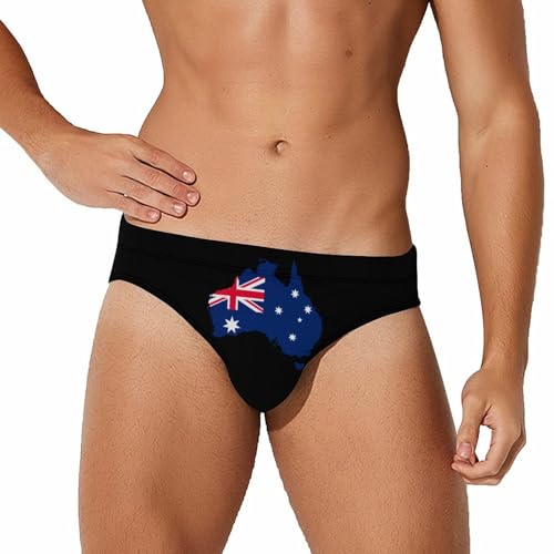 Flag Map of Australia Men's Swim Brief Sexy Bikini Swimwear Swimsuit Trunks Bathing Suits