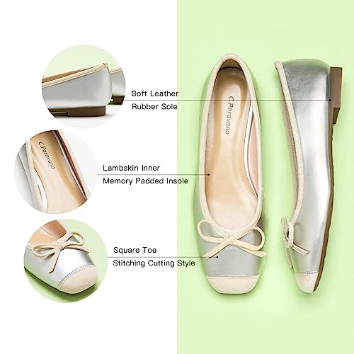 Image of C.Paravano Ballet Flats | Square Toe Shoes | Bow Slip Ons | Ballet Shoes for Women | Dressy Flats for Women