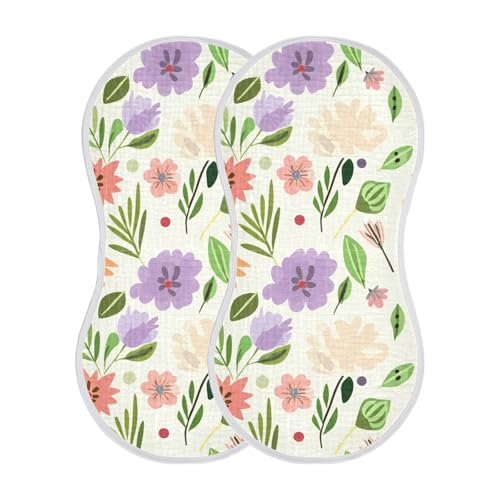 Baby Burp Cloths, Soft Absorbent Burping Cloths for Babies, Cotton Milk Spit Up Rags, Large Size for Newborns, Baby Boys and Girls (Organic Bloom Print)2