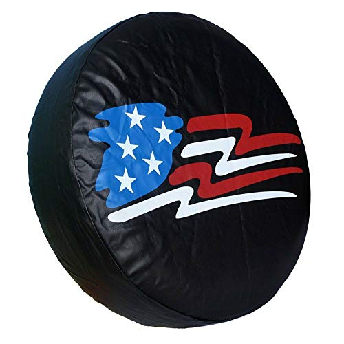 HEALiNK Spare Tire Cover,PVC Leather Waterproof Dust-Proof American Flag Rv Wheel Covers for Jeep Liberty Wrangler SUV Camper Travel Trailer Accessories (17 inch for Tire Φ 31"-33") - Thumbnail 7