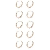 Rose Gold Earrings for Women Men Cartilage Hoops Earring Pink Flashed Silver Hoop for Unisex Fashion Trendy, Set of 5 Pairs