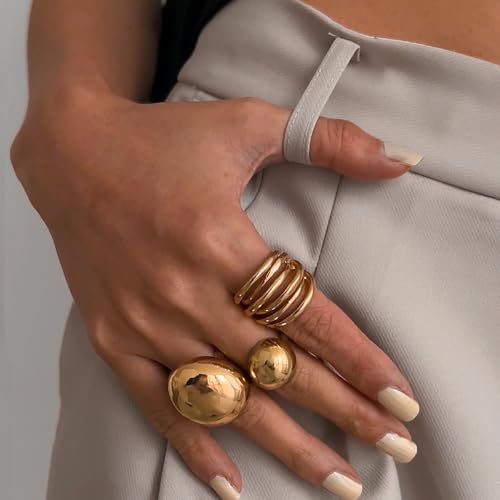 Image of Shining Diva Fashion Stylish Trendy Finger Rings Set for Women & Girls | Chunky Minimal Statement Ring Combos Modern Elegant Jewellery Collection