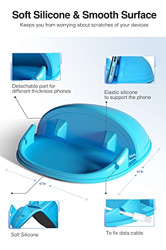 Loncaster Car Phone Holder, Car Phone Mount Silicone Car Pad Mat for Various Dashboards, Slip Free Desk Phone Stand Compatible with iPhone, Samsung, Android Smartphones, GPS Devices and More, Blue - Thumbnail 3