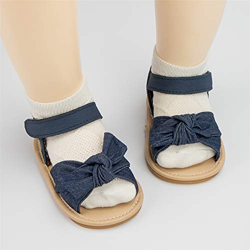 Image of Miamooi Infant Baby Girls Boys Sandals Summer Bowknot Crib Shoes Toddler Pu Leather Flower Soft Rubber Sole Dress Flats First Walker Shoes