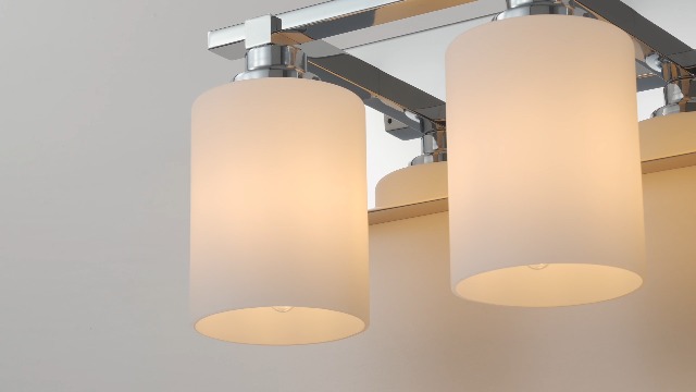 Image of Modern Bathroom Lighting Fixtures Over Mirror, Vanity Lights for Bathroom, Wall Sconces with Milky White Glass Shades, E26 Ceramic Socket, 6-Light 43-inch Chrome
