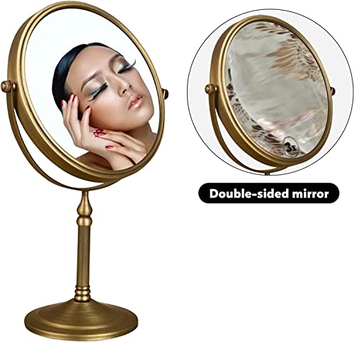 Leyden Antique Brass Makeup Mirror, 3X Magnifying Vanity Mirror Tabletop Double Side 7.8 Inch Bathroom Hardware Accessories #TOP3