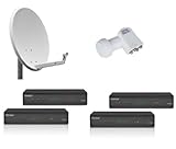 Opticum 4 Teilnehmer Satelliten-Komplettanlage (4X HD S60 HDTV-Receiver, Quad-LNB, 80 cm Antenne)