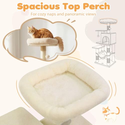 Torre para Gatos Multi-Niveles Beige 44 Pulgadas miniatura 6