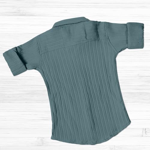Image of Kids Cotton Blend Half Sleeve Shirt Lightweight Soft Fabric Casual Look Daily Use Summer Style Comfortable Kids Clothing Set