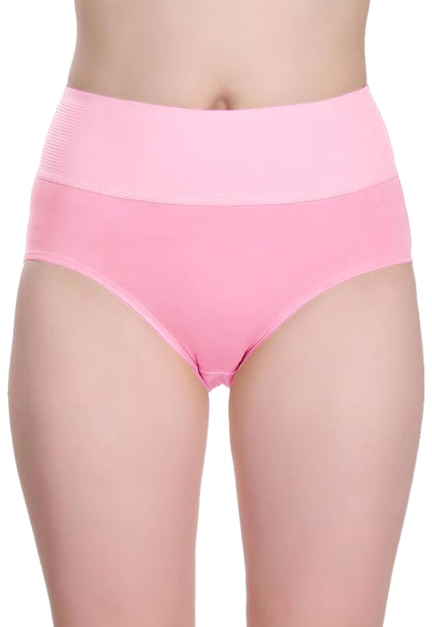 DIVING DEEP 100% Cotton Regular & Plus Size Underwear High Waist Full Coverage Tummy Controller Underpants Hipster Womens Panties (Pack of 1)