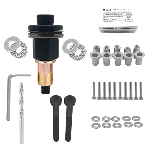 Rivet Nut Tool,Hand Nuts Riveter Installation Tool Set,Rivet Nuts Tools Kit with a Drill Bit & Rivet Nuts and Flat Head Screw (M8-Rivet Nut Kit)