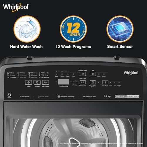 Image of Whirlpool 6.5 Kg 5 Star StainWash Royal Plus Fully Automatic Top Load Washing Machine (SW ROYAL PLUS 6.5 (H) GREY 10YMW with In-Built Heater)