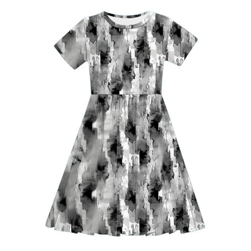 Floral Print Dress for Girls Casual 2025 Summer A-Line Short Sleeve Crew Neck Swing Beach Midi Dresses for 4-14 Years4