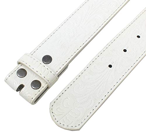 Image of BC Belts Western Leather Belt Strap - 1.5 inch Wide with Embossed Scrollwork Without Buckle for Men & Women, Cowboy /Cowgirl Style