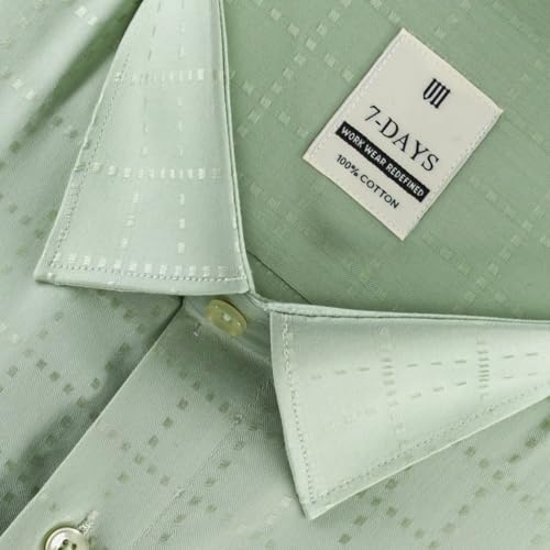 Image of 7-DAYS Men's Premium Formal Shirts - Regular Fit, Full Sleeve, 100% Pure Cotton, Self-Design, with Pocket - Stylish Office Shirts for Men