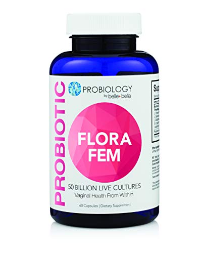 Belle + Bella Shelf Stable Probiotics | Flora Fem Women's Probiotic | Probiotic + Prebiotic + Folic Acid + Cranberry Extract | Vegan, Gluten, Dairy, and Soy Free