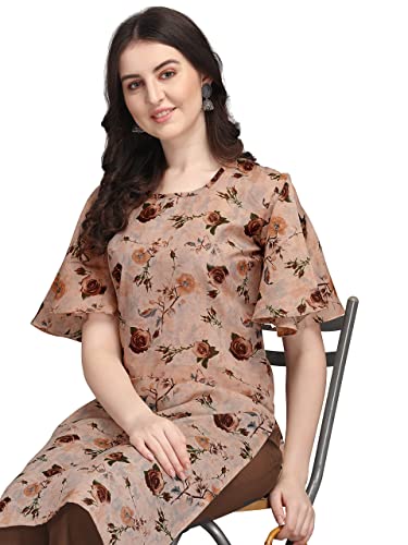 Image of EthnicJunction Women's Crepe Floral Printed Ready to Wear Straight Kurti