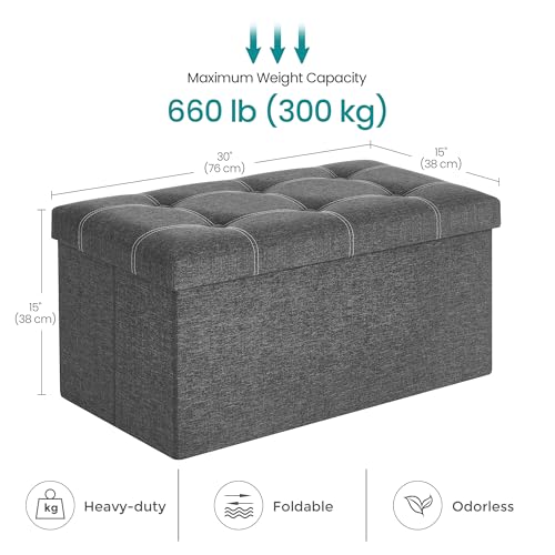 Image of SONGMICS Ottoman Storage Bench, 21 Gal. Folding Chest, Holds 660 lb