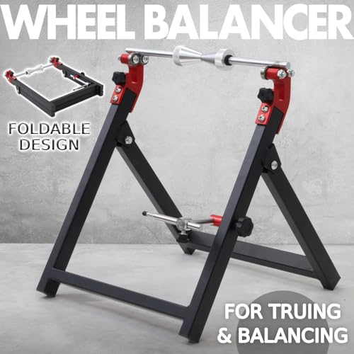 Image of Japard Motorcycle Tire Balancer Bike Stand, Foldable & Portable Wheel Balancing Tools for Most Motorcycles and Sport Dirt Bikes with Centering Cones