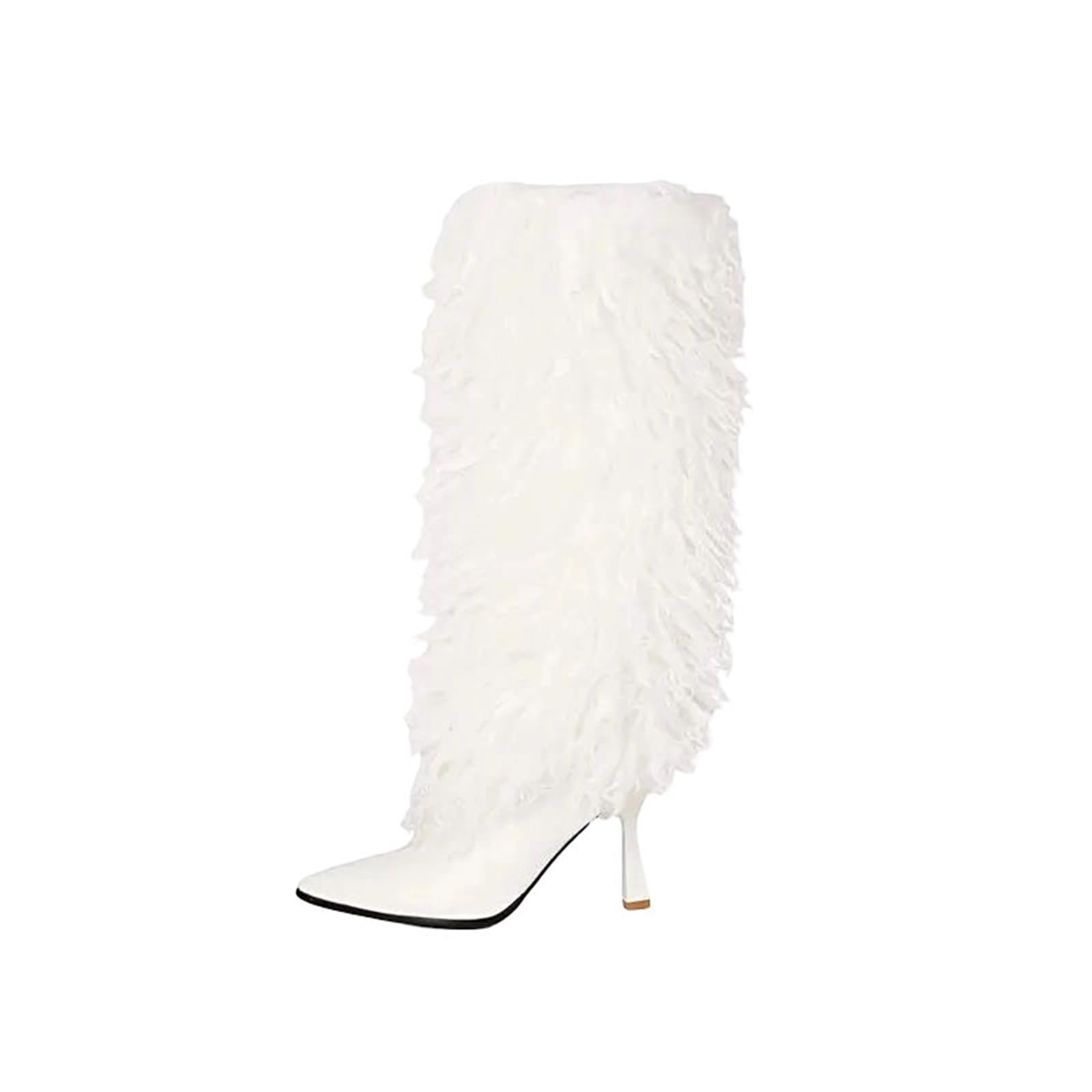 Womens Sexy Knee High Dress Boots Pointed Toe Super High Stiletto Heel Slip On Design With A Warm