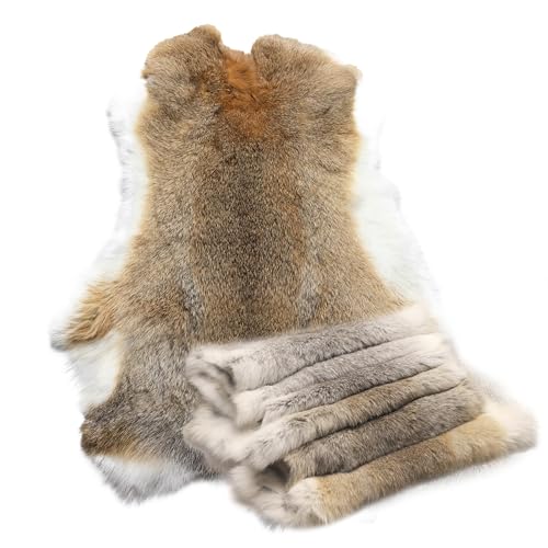 Craft Rabbit Fur Pelt Skin Genuine Tanned Animal Hide with Sewing Quality Leather 12 by 14 for Decoration DIY Crafts Cat Dog Toys Fur Fabric5Pcs Straw Yellow