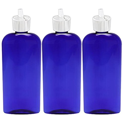 MoYo Natural Labs 8 oz Container PET Bottle Turret Style Closure Top Toggle Adjustable Dispenser Refillable Lotion Container Empty Bottle Blue 8 OZ Pack of 3