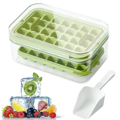 Cubiteras | Rotatorio Fácil Desmolde Contenedor Flexible con Tapa,Moldes para Hacer Hielo | Para Refrigerador, Congelador, Cocina, Bebidas, Whisky, Cóctel y Uso Familiar