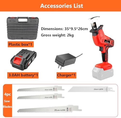 21V Reciprocating Saw – Portable Electric Bone Cutter with 2 Batteries & 12 Gloves, Ideal for Butchering, Heat Dissipation Design, Powerful 3AH Performance